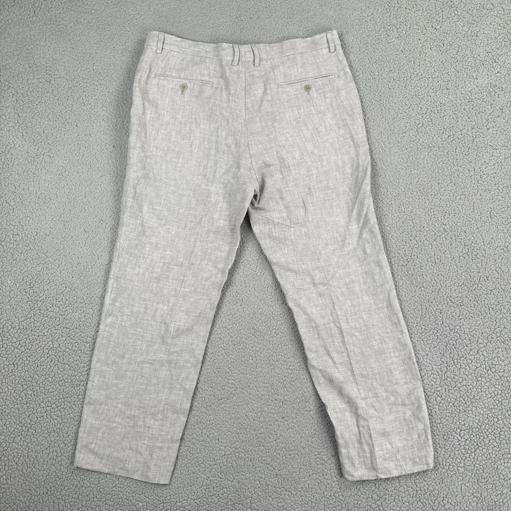 Joseph Abboud 100% Linen Pants Men 38x28* Grey Straight Leg Lined Breathable